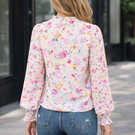 Clover Cakewalk Floral Smocked Blouse