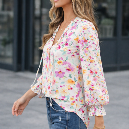 Clover Cakewalk Floral Smocked Blouse