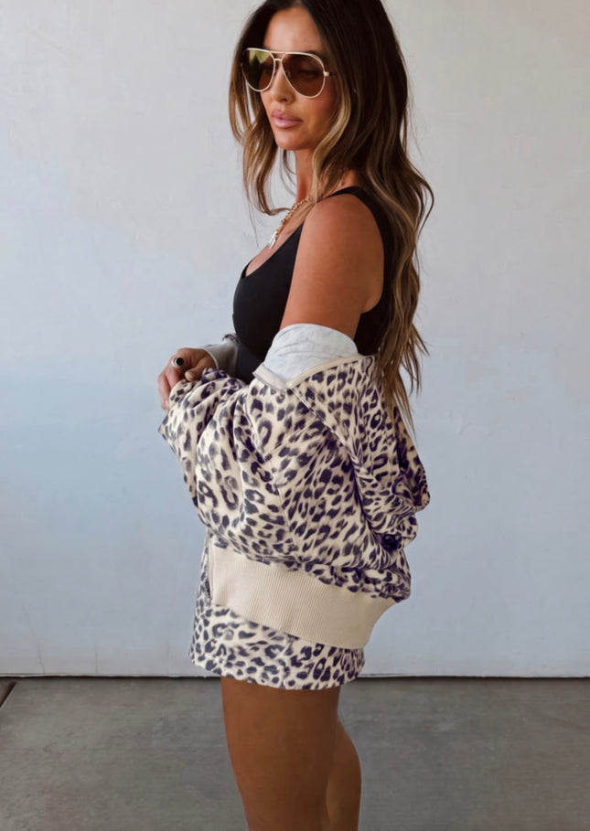 Wild Side Leopard Hoodie & Shorts Set