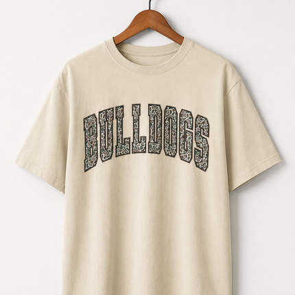 Vintage Camo Bulldogs T-Shirt | School Spirit Mascot Tee | Bulldogs Pride Game Day Shirt