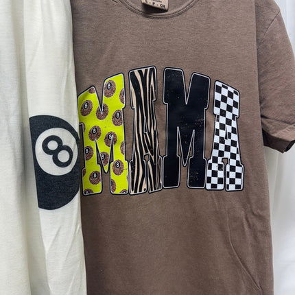 Lime Green Leopard 8 Ball Mama – Espresso Comfort Colors Tee