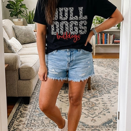 Bulldogs Word Art Graphic T-Shirt | School Spirit Game Day Tee