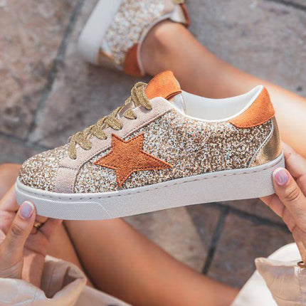 Armani Sequined Lace Up Sneakers