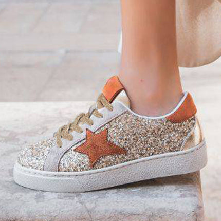 Armani Sequined Lace Up Sneakers