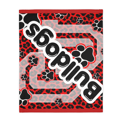 Red Paw Print Blanket — Personalized 'Bulldogs' Velveteen Throw