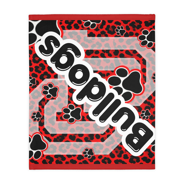 Red Paw Print Blanket — Personalized 'Bulldogs' Velveteen Throw