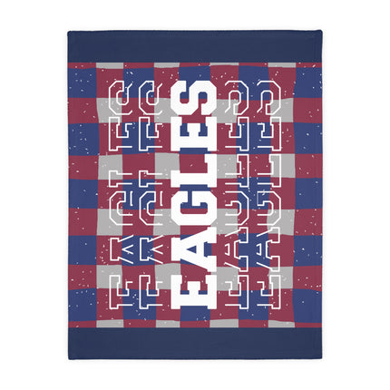 Eagles Plaid Velveteen Throw Blanket — Soft Two-Sided Microfiber