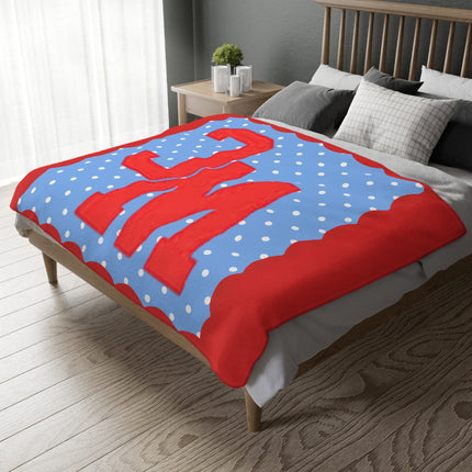 Custom Cardinals Microfiber Blanket – Red & Blue Polka-Dot School Mascot Throw
