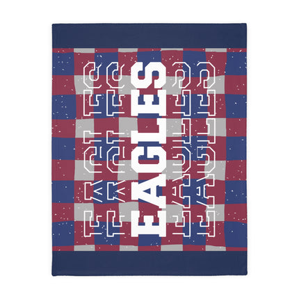 Eagles Plaid Velveteen Throw Blanket — Soft Two-Sided Microfiber