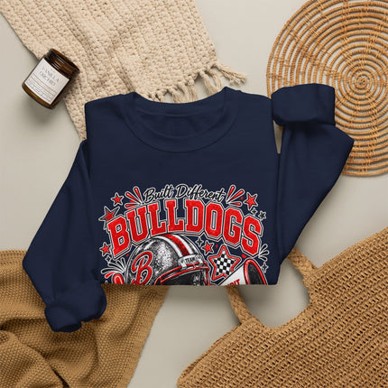 Bulldogs Game Day Crewneck Sweatshirt – Football Helmet & Megaphone Team Spirit
