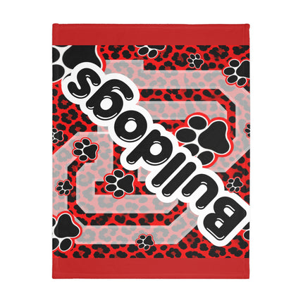 Red Paw Print Blanket — Personalized 'Bulldogs' Velveteen Throw