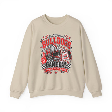 Bulldogs Game Day Crewneck Sweatshirt – Football Helmet & Megaphone Team Spirit