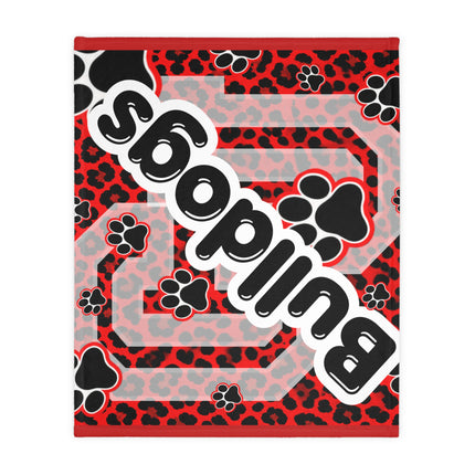 Red Paw Print Blanket — Personalized 'Bulldogs' Velveteen Throw