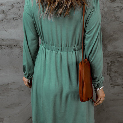 Julianna Button Up High Waist Long Sleeve Dress