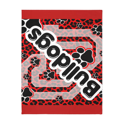 Red Paw Print Blanket — Personalized 'Bulldogs' Velveteen Throw