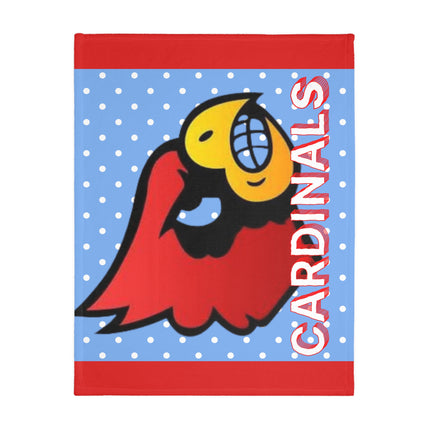Custom Cardinals Microfiber Blanket – Red & Blue Polka-Dot School Mascot Throw