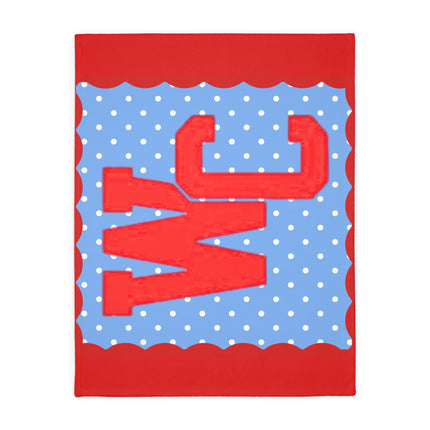 Custom Cardinals Microfiber Blanket – Red & Blue Polka-Dot School Mascot Throw