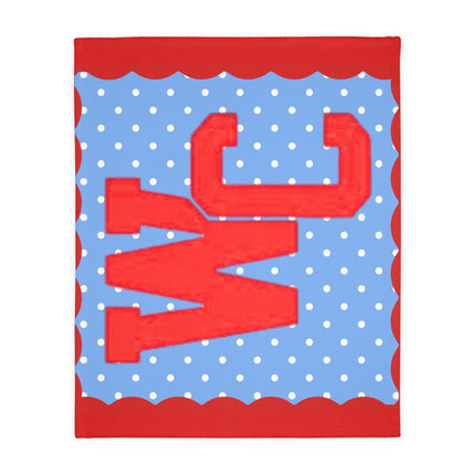 Custom Cardinals Microfiber Blanket – Red & Blue Polka-Dot School Mascot Throw