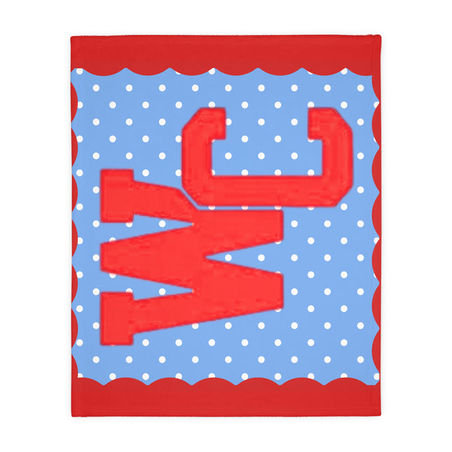 Custom Cardinals Microfiber Blanket – Red & Blue Polka-Dot School Mascot Throw