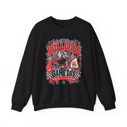 Bulldogs Game Day Crewneck Sweatshirt – Football Helmet & Megaphone Team Spirit
