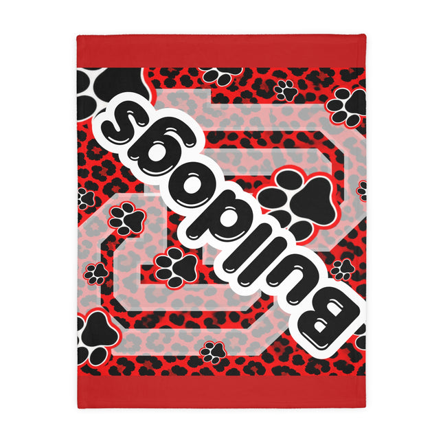 Red Paw Print Blanket — Personalized 'Bulldogs' Velveteen Throw