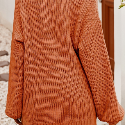 Button Front V Neck Chunky Cardigan