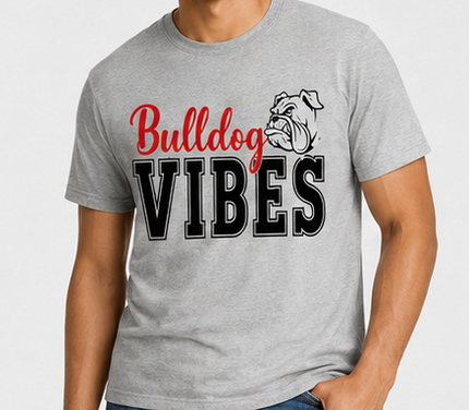 Bulldog Vibes Graphic T-Shirt | Retro School Spirit Bulldogs Tee | Mascot Pride Game Day Shirt