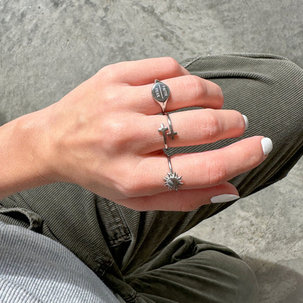 Silver Faith Over Fear Ring