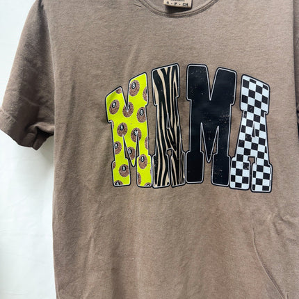 Lime Green Leopard 8 Ball Mama – Espresso Comfort Colors Tee
