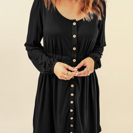 Julianna Button Up High Waist Long Sleeve Dress