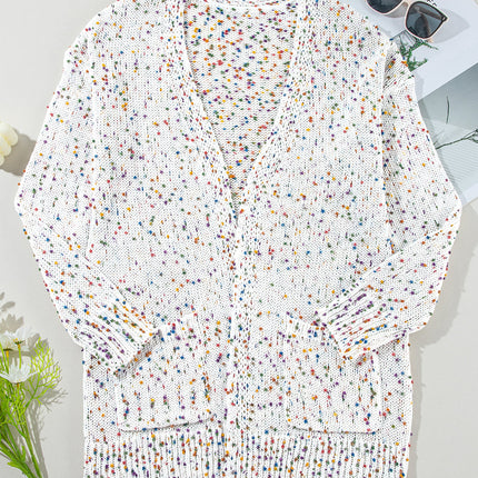 Ailany Confetti Rib Knit Long Sleeve Cardigan