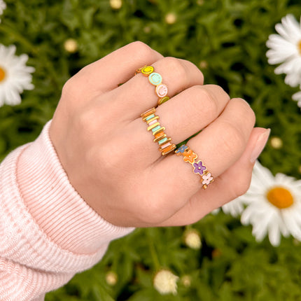 Staggered Enamel Ring