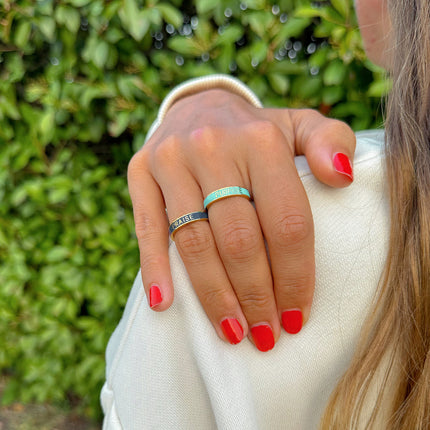 Teal Enamel Purpose Ring