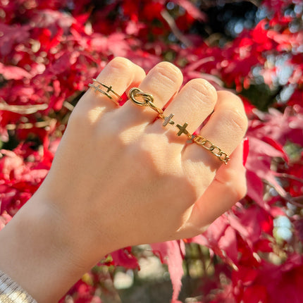 Stacked Cross Gem Ring
