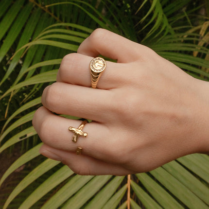 Textured Wrapped Cross Ring
