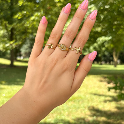 Textured Wrapped Cross Ring