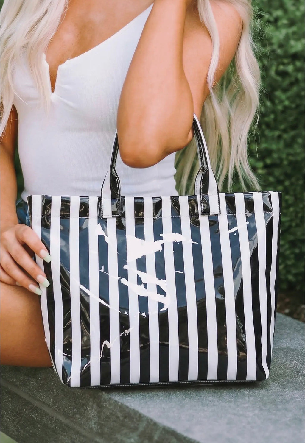 Striped Waterproof Oversized Tote Bag