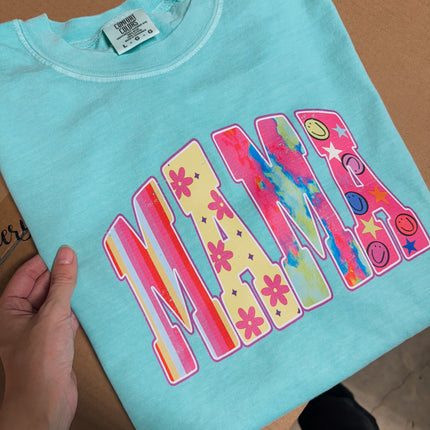 Neon Groovy Mama – Chalky Mint Tee | Retro Graphic T-Shirt