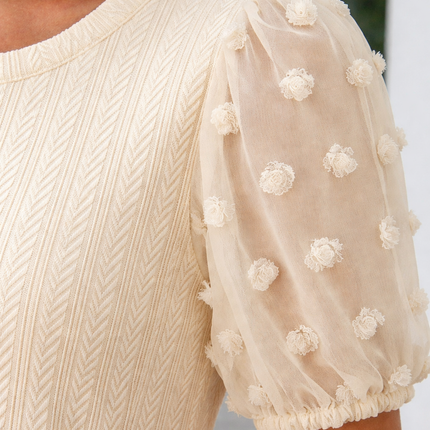 Violet Puff Sleeve Textured Blouse