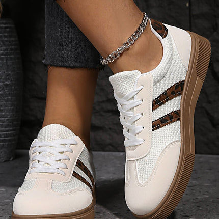 Lila Leather Patchwork Flat Sneakers