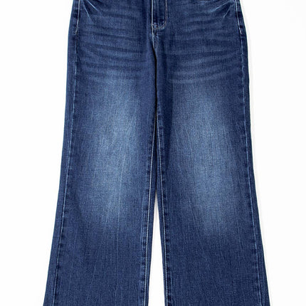 Sail Blue Mineral Wash Raw Hem High Waist Flared Jeans