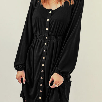 Julianna Button Up High Waist Long Sleeve Dress
