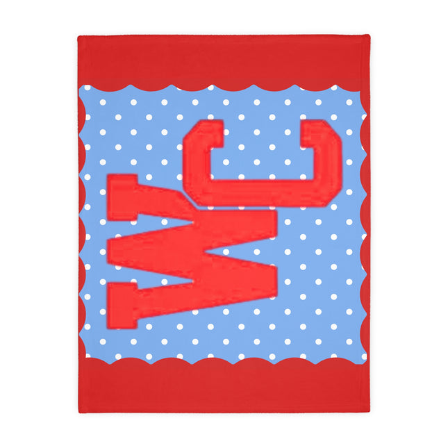Custom Cardinals Microfiber Blanket – Red & Blue Polka-Dot School Mascot Throw