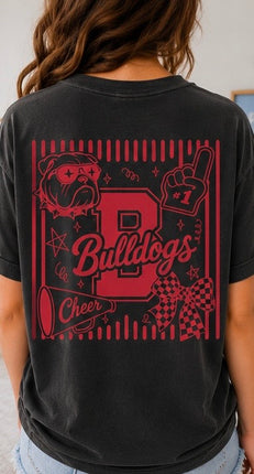 Bulldogs Cheer Spirit | Front & Back Game Day Graphic Tee | School Mascot Shirt