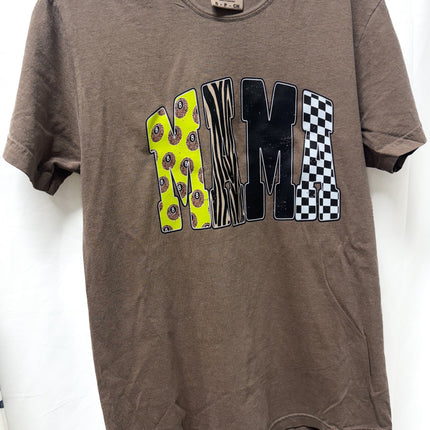 Lime Green Leopard 8 Ball Mama – Espresso Comfort Colors Tee