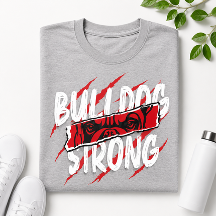 Bulldog Strong Graphic T-Shirt | Fierce Mascot School Spirit Tee | Bulldogs Pride Shirt