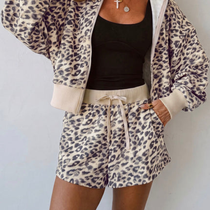 Wild Side Leopard Hoodie & Shorts Set