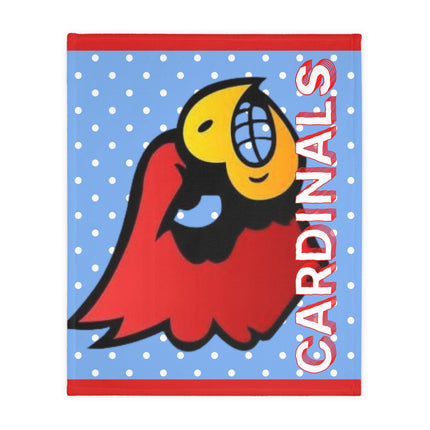 Custom Cardinals Microfiber Blanket – Red & Blue Polka-Dot School Mascot Throw