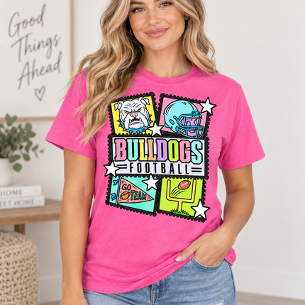 Color Pop Bulldogs Football Tee 🏈💖