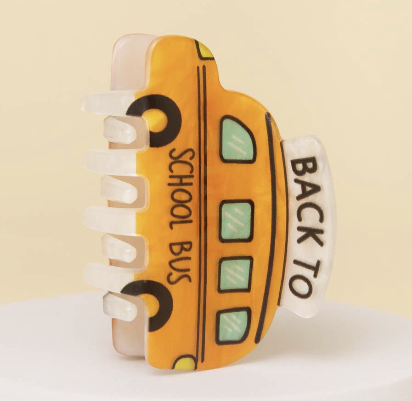 Back to School Bus Hair Claw Clip